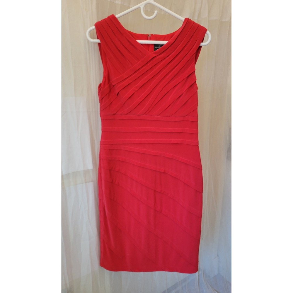Adrianna Papell Womens Sleeveless Textured Sheath Dress Size 6 Red party (Flaw)